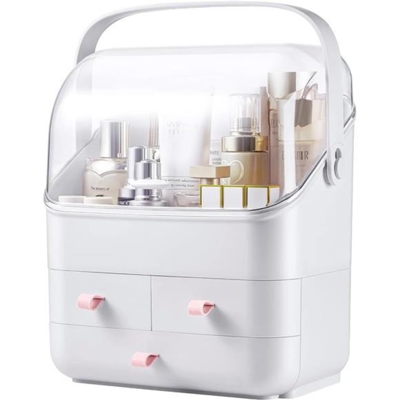 Makeup Organizer Holder Cosmetic StorageBox with Dust Free Cover Portable Handle - Picture 1 of 7